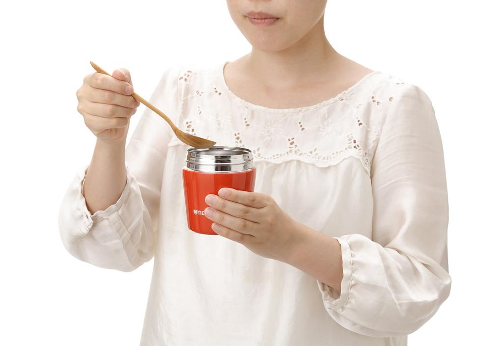 Tiger Vacuum Insulated Soup Jar, 250ml, for Lunch Boxes, Wide Mouth, Round Bottom, Chili Red, MCL-B025-RC