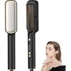 Hair Straightener Brush with Ceramic Coating, Hair Straightener Comb 6 Temps Settings Up To 210-400F, 20s Fast Heating, Double Voltage 110-240V