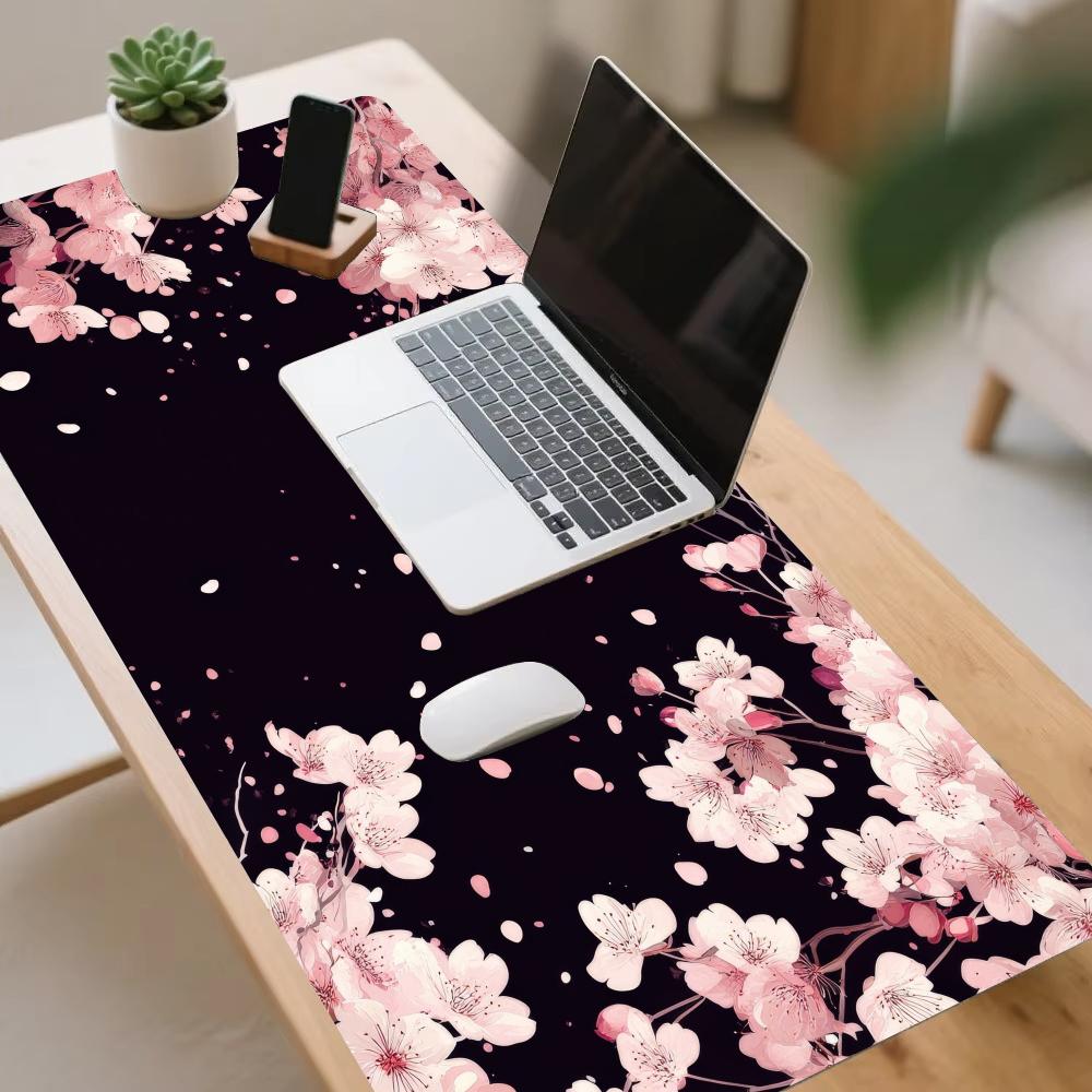 Cherry Blossoms Large Gaming Mousepad Laptop Accessory Office Rug Carpet Desk Decorating Xxl Mouse Mat Pc Decor Desk Mat Large