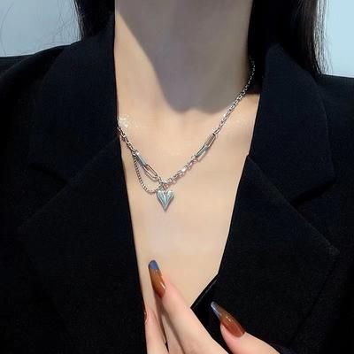 Creative Sweet Cool Heart Pendant Necklace For Women Girls Simple  Adjustable Clavicle Chain Jewelry Accessories Gifts