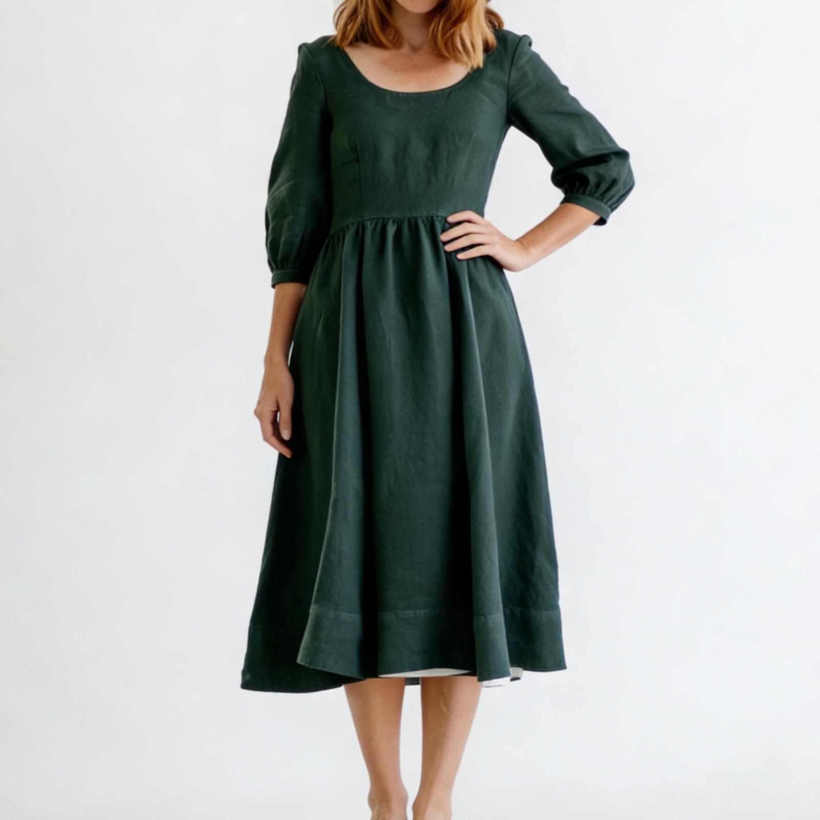 

Жіноча повсякденна та модна кольорова бавовняно-льняна сукня M