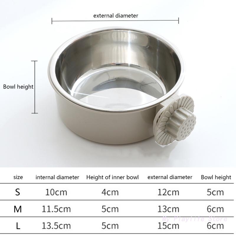 Pet Feeding Bowl Hanging Non-Slip Cats Dogs Food Bowls Stainless Steel Puppy Water Feeder Can Be Fixed On The Cage Pets Supplies