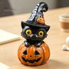 Creative Gift for Halloween Lovers Black Cat & Pumpkin Resin Ornaments, Cute Desktop Figurines, Artistic Craft Collectibles Cartoon And Statue