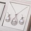 Elegant Teardrop Pearl Jewelry Set: Necklace & Stud Earrings for Bridal Wear