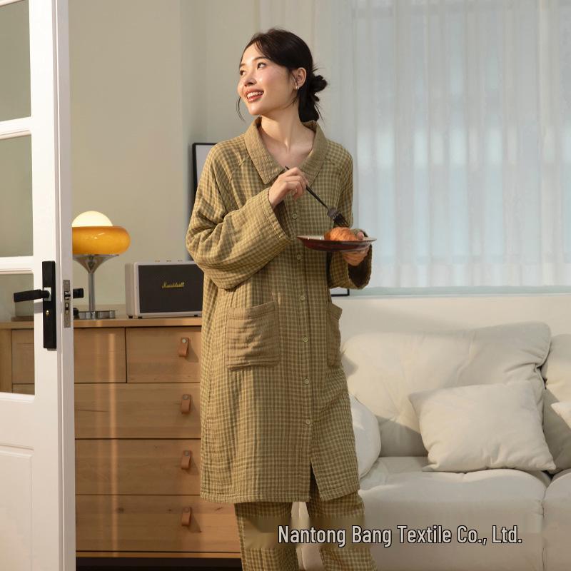 Little Warm Current 2025 Women's Four-Layer Cotton Gauze Long-Sleeve Pajama Set