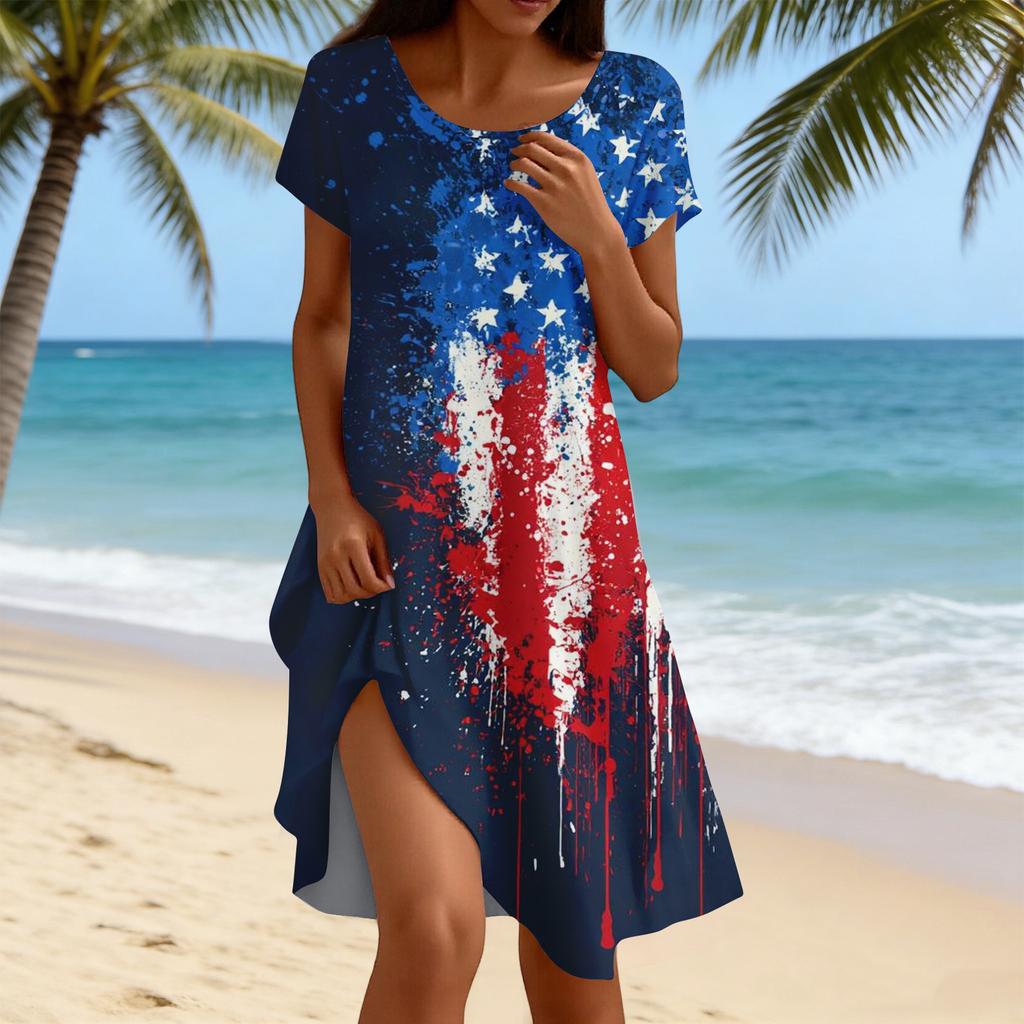 Women's Fashionable Casual Independence Day Print Dress