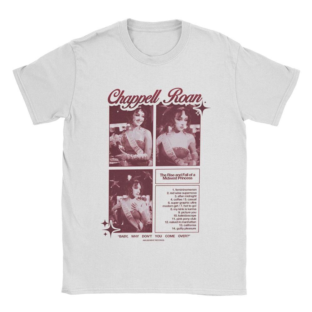 Novelty Chappell Roan Midwest Princess T-Shirts for Men Round Neck 100% Cotton T Shirts Cool Singer Short Sleeve Tees Summer
