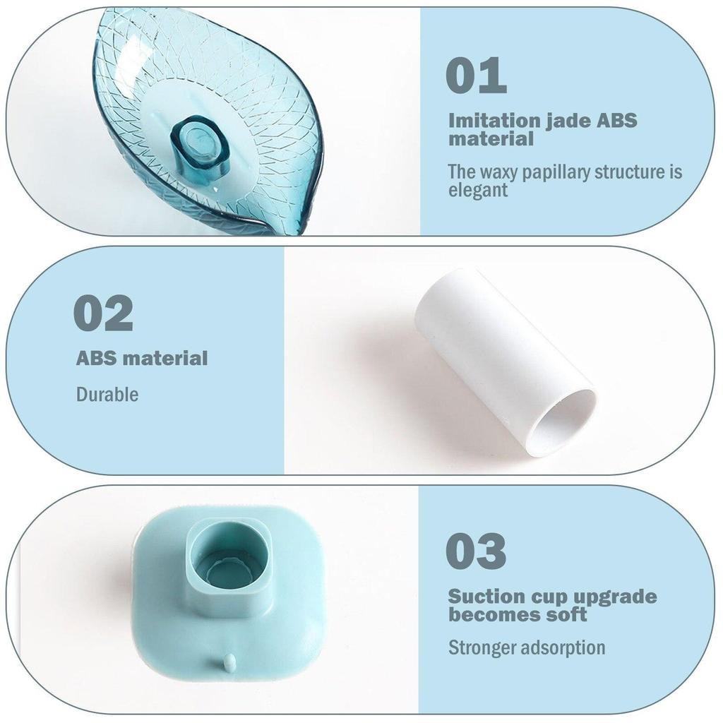 Leaf Shape Soap Dish for Bathroom Shower Suction Cup Soap Holder Imitation Jade Material Sponge Drain Rack Bathroom Accessorie