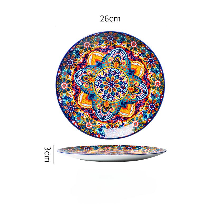 26cm Ceramic Plate Large Plate High-end Feel Household Porcelain Plate Western Plate Steak Plate Shallow Plate Flat Plate