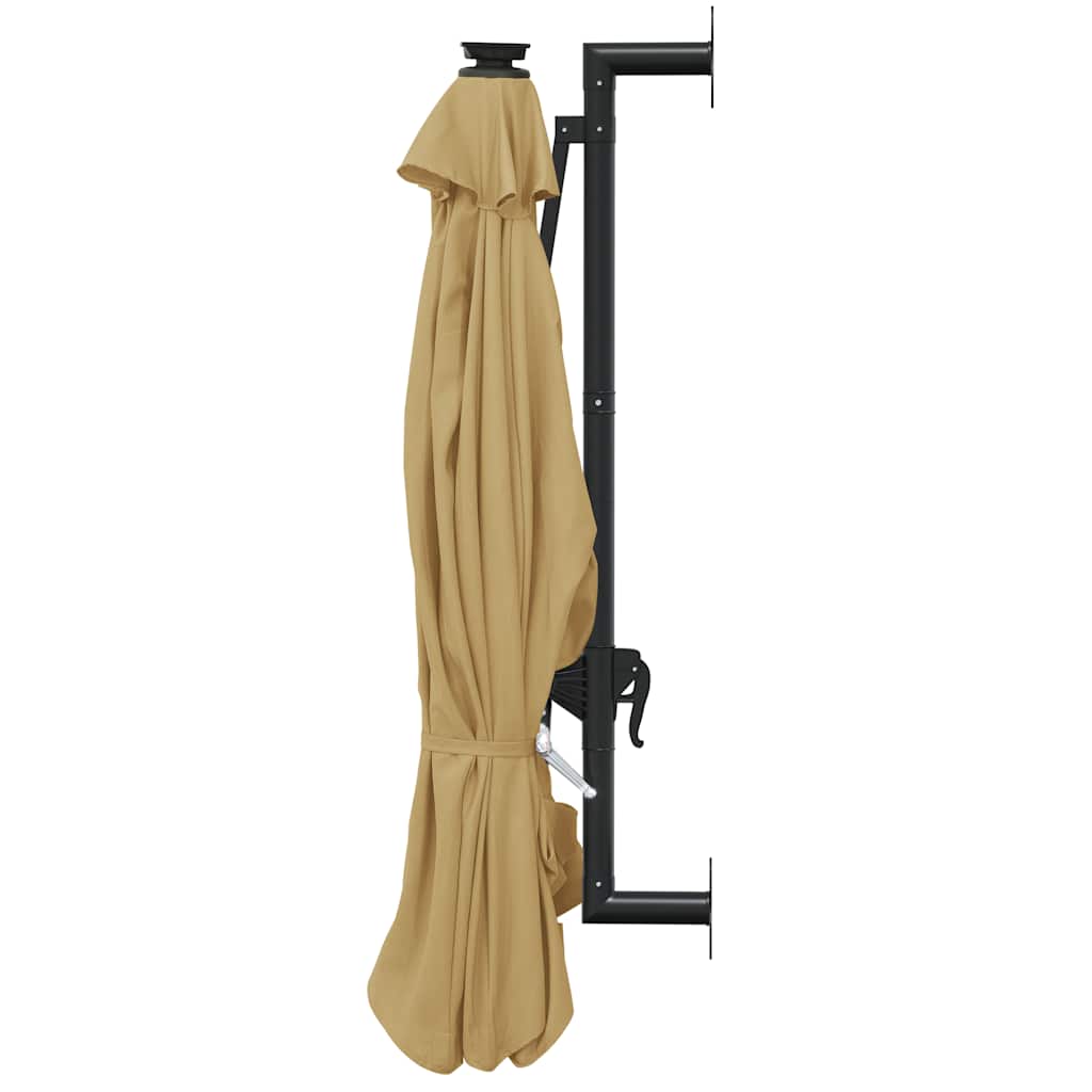 Wall Mounted Sun Umbrella with LEDs 300 cm Taupe