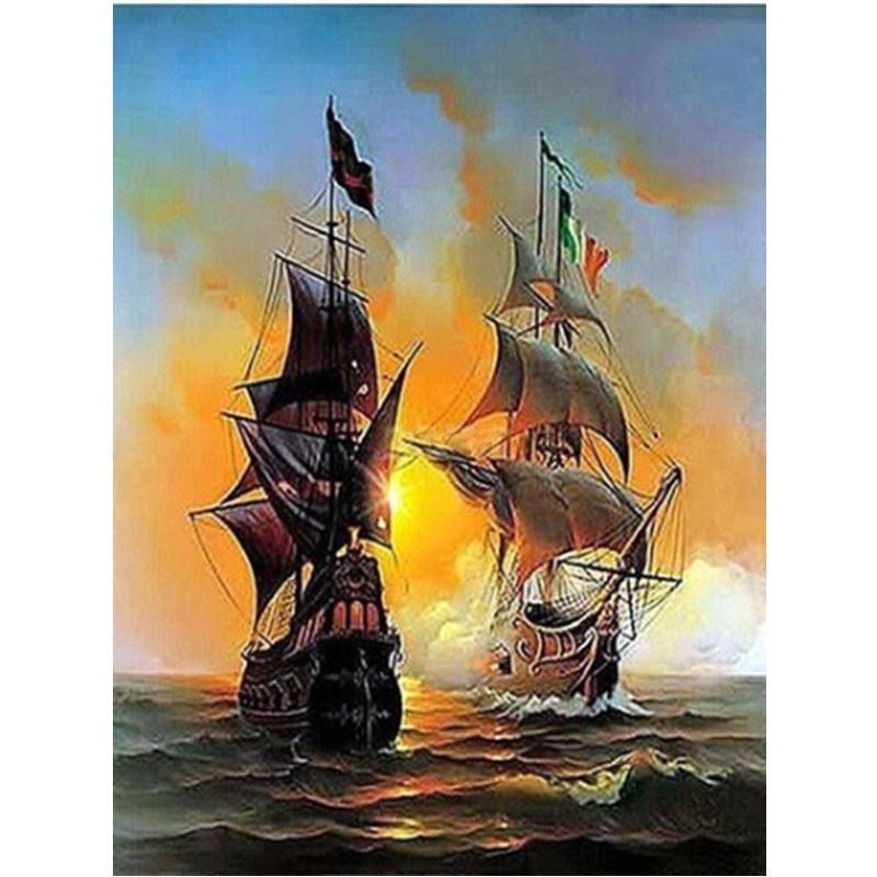 5D DIY Diamond Painting Dusk and Sailing Diamond Embroidery Cross Stitch Kit Full Rhinestone Mosaic Home Decor