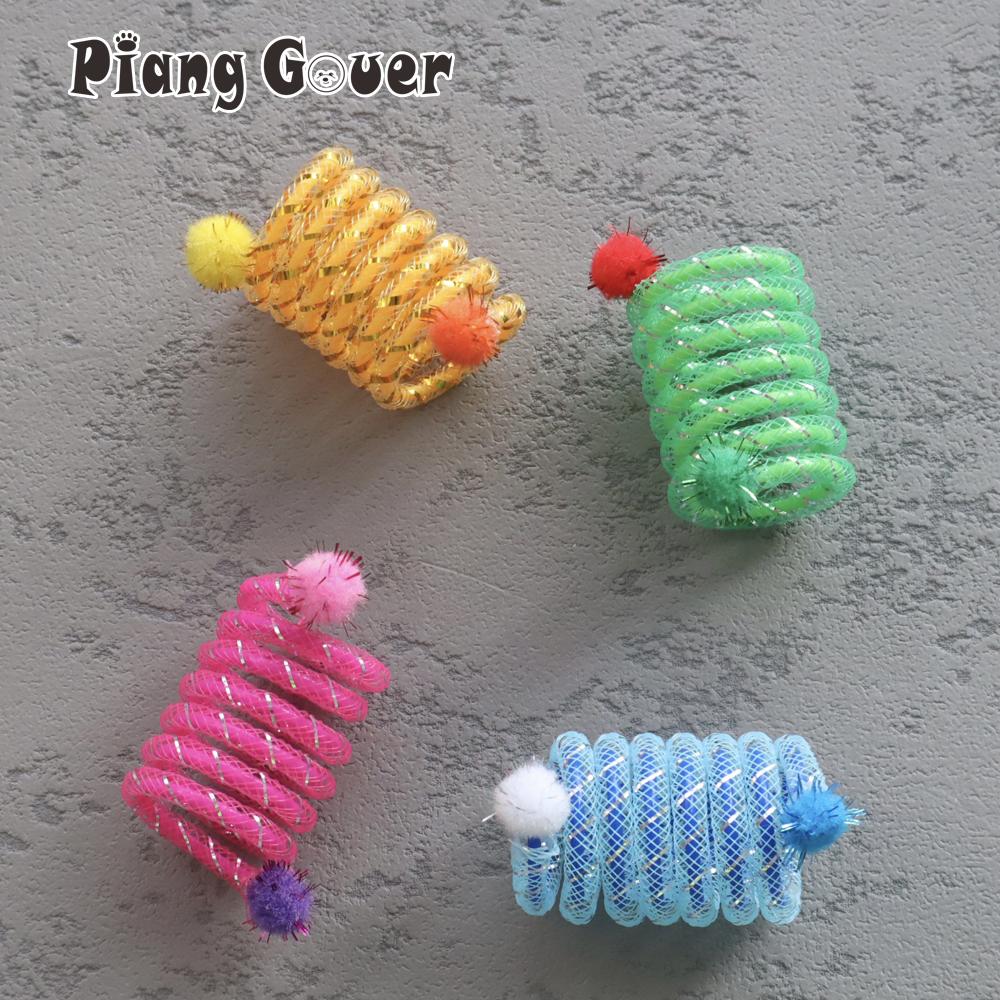 10pcs Colorful Spring Cat Toy Chew Resistant Elastic Wool Ball Spring Toys for Cats Tease Pet Supplies