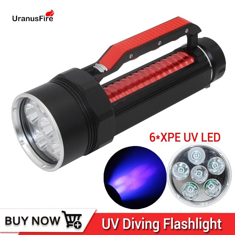 

Uranusfire UV Light 6 XPE LED Высококачественная УФ-вспышка для дайвинга 395 нм Светодиодный УФ-фонарь, водонепроницаемый ультрафиолетовый светильник для подводного плавания