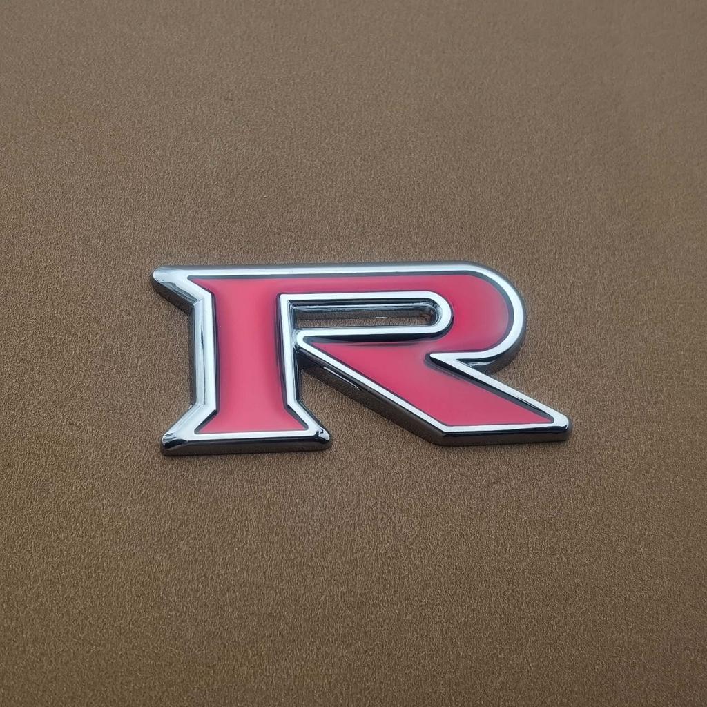 1pc 3D Zinc Alloy R Logo, Car Side Fender Rear Trunk Emblem Badge Sticker, Car Decoration Accessories