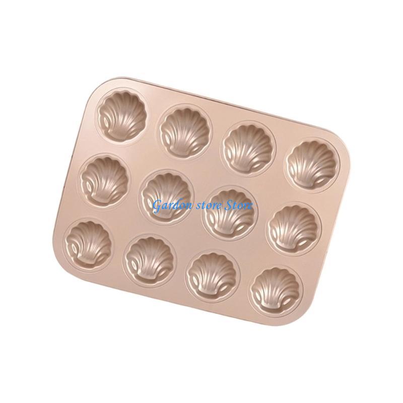B0KB Carbon Steel Nonstick 6/12 Cavity Shell Cake Baking Pan For Homes Kitchen Use