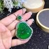 Selling Natural Hand -Carv 925 Silver Inlaid High Ice Jade Buddha Necklace Pendant Fashion Accessories Men Women Luck Gifts
