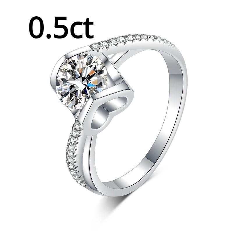 D Color 2ct Moissanite Women's Ring Sterling Silver Pt950 Platinum Angel Kiss Ring Engagement Diamond Ring Wedding Ring Gift for Girlfriend