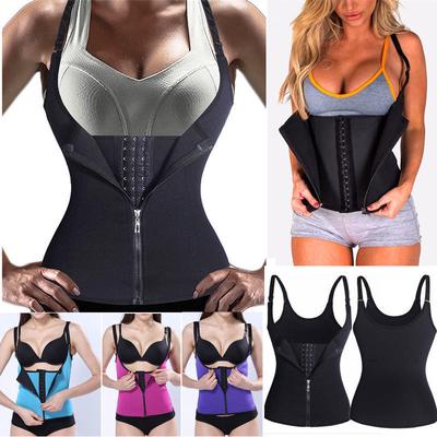 Damen Drei-Reihen-Knopf Korsett Shapewear Schulterverstellbar Reißverschluss-Design Bauchkontrolle Taillentrainer Schlankmachendes Unterhemd Top