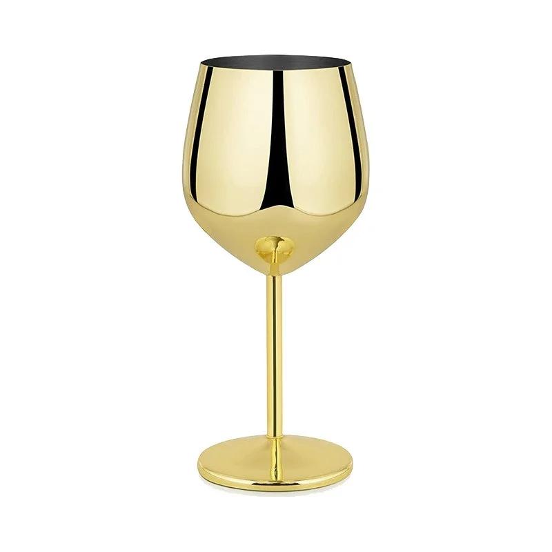500ML Stainless Steel Goblet Red Wine Cocktail Glass Unbreakable Metal Tall Champagne Glass Bar KTV European Style Goblet Glass