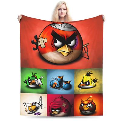 Warm Soft Blanket Children Camping A-Angry Anime B-Birds Bedding Throws  Flannel Bedspread For Bedroom Funny Sofa Bed Cover