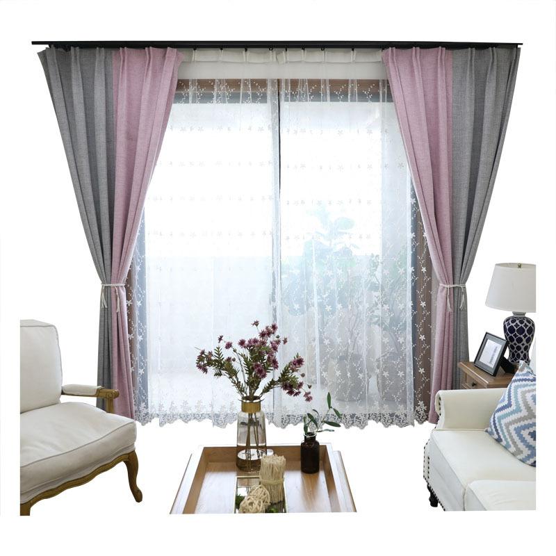 2020 Splicing Curtains Full Blackout Nano-Coated Linen Curtains Finished Products Can Be Customized And Cut Zero