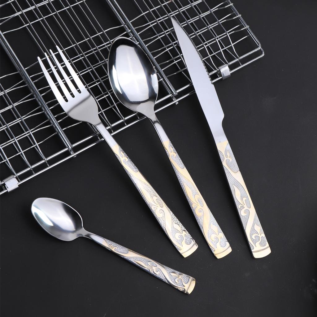 4/24 Pieces High Quality Stainless Steel Cutlery Set Knives Forks Spoons Silvery Flatware Tableware Kitchen Restaurant Utensils