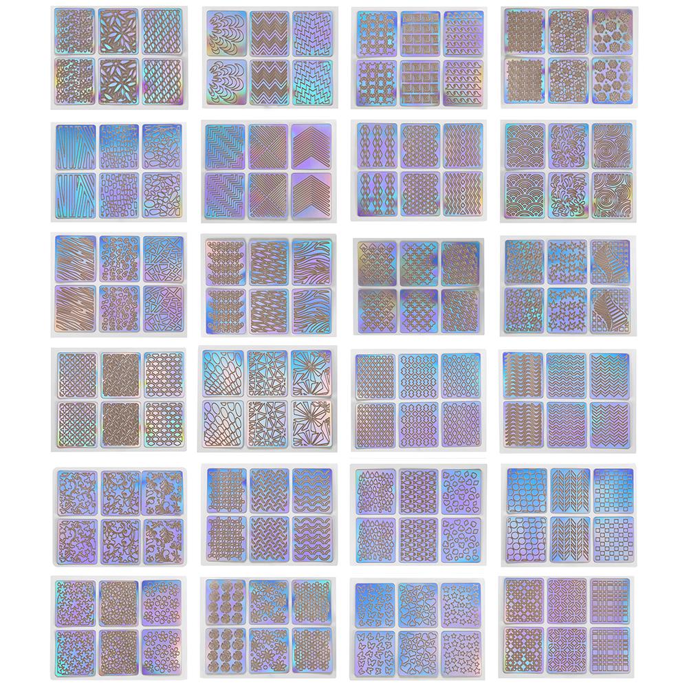 

24 листа виниловых трафаретов для дизайна ногтей 72 стиля полые наклейки для дизайна ногтей шаблоны для штамповки ногтей своими руками White