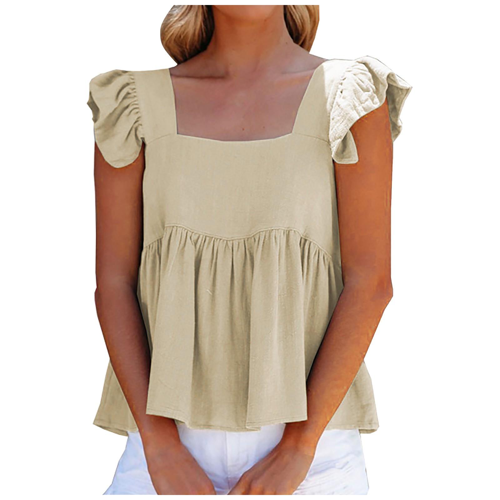 

Женский однотонный свободный жилет без рукавов с квадратным вырезом L