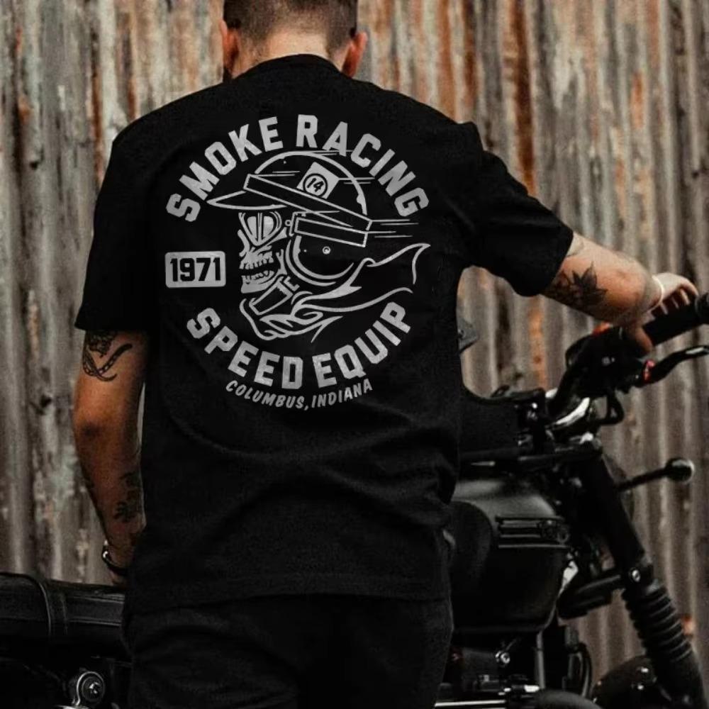 Summer Fashion Heavyweight Retro Men's English Letters 100% Cotton Printed Round Neck High-quality Casual Fitness Street T-shirt