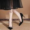 Fashion Temperament Stiletto Single Shoes Autumn New Pointed Toe Shallow Suede Rhinestone Non-slip High Heels
