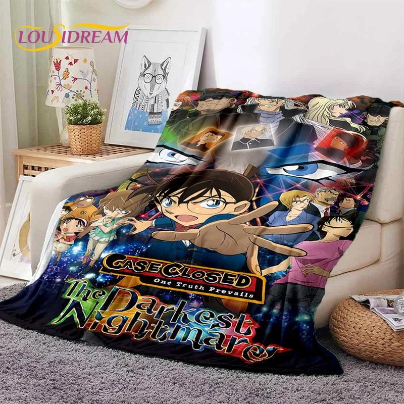 Anime Detektiv Conan Cartoon Weiche Flanelldecke für Betten Schlafzimmer Sofa Picknick, Überwurfdecke zum Zudecken Outdoor Freizeit Nickerchen Geschenk