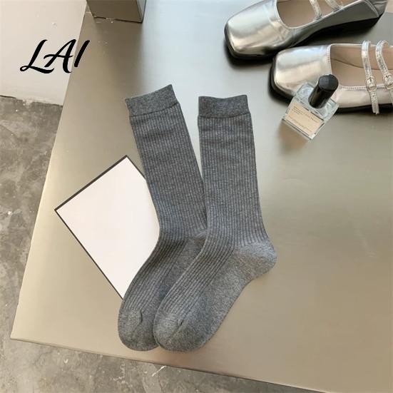 Comfortable Daily Wear Socks Women Crew Socks Ribbed Knit for Autumn Winter Minimalist Solid Non Slip Fitness Color Soft Breathable Stretchy Casual
