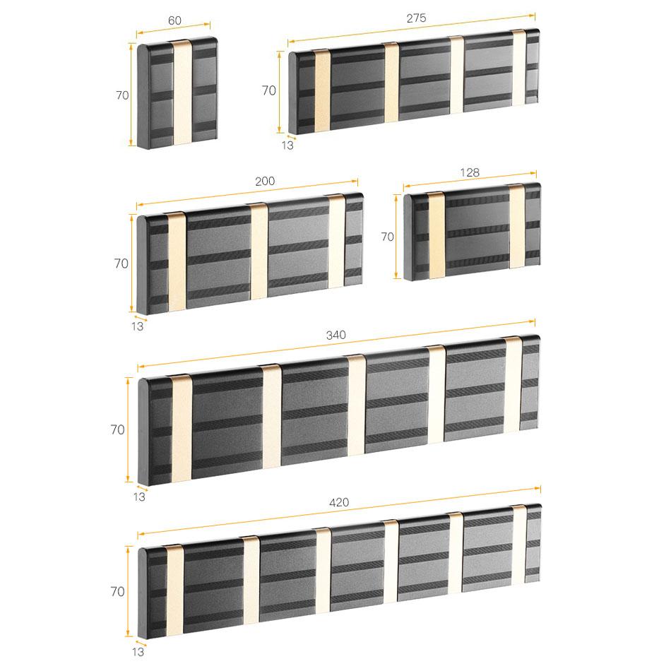 Invisible Folding Wall Hook Black Sliver Gold Aluminum Hallway Bathroom Lavatory Door Clothes Towel Storage  1 2 3 4 5 6 Hooks