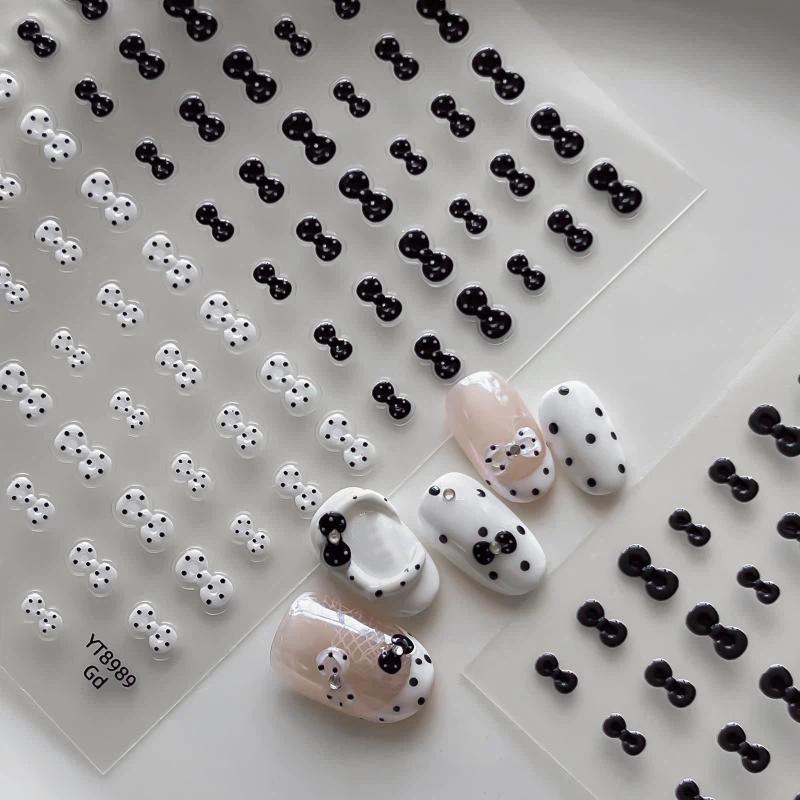 5D French Japanese Nail Art Decals Mini Bow Self-adhesive Nail Stickers for Home DIY Manicure Salon Beginners