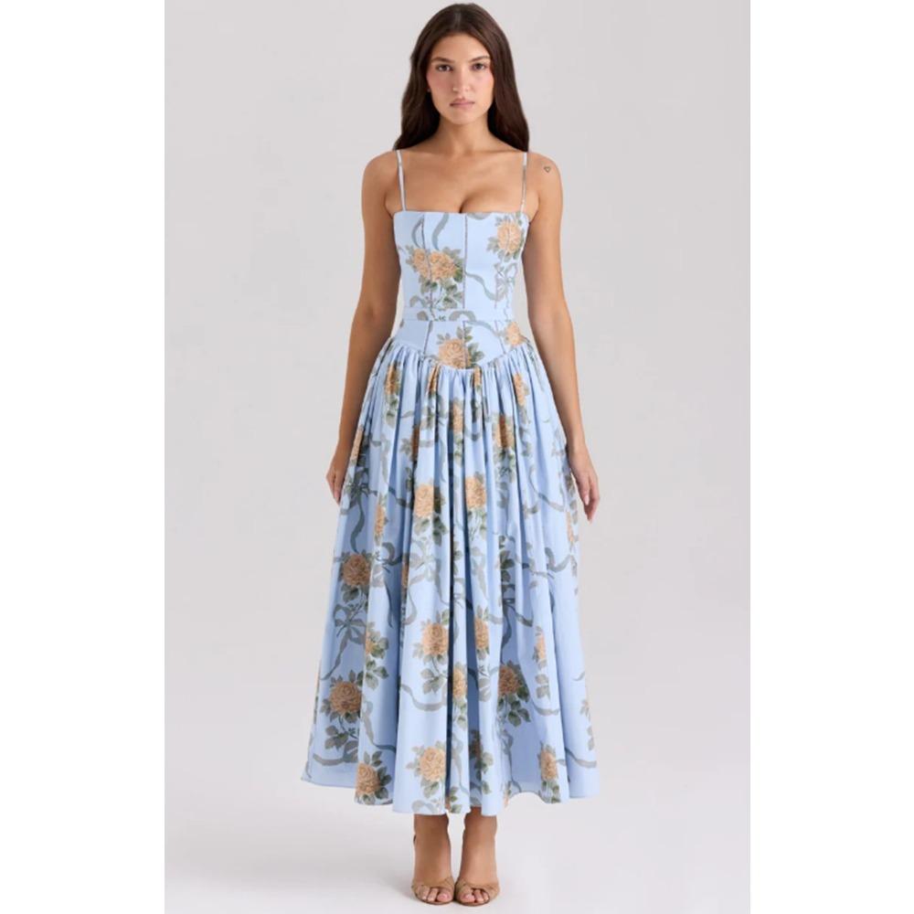 Temperament Elegant Gentle Wind Thin Floral Suspender Dress Fairy