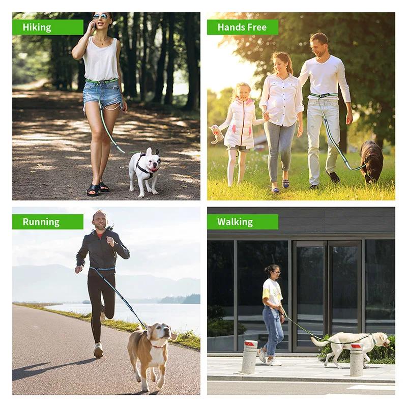 High Qulity Retractable Hands Free Dog Leash For Running Dual Handle Bungee Leash Reflective For Large Pet Supplies Accessory