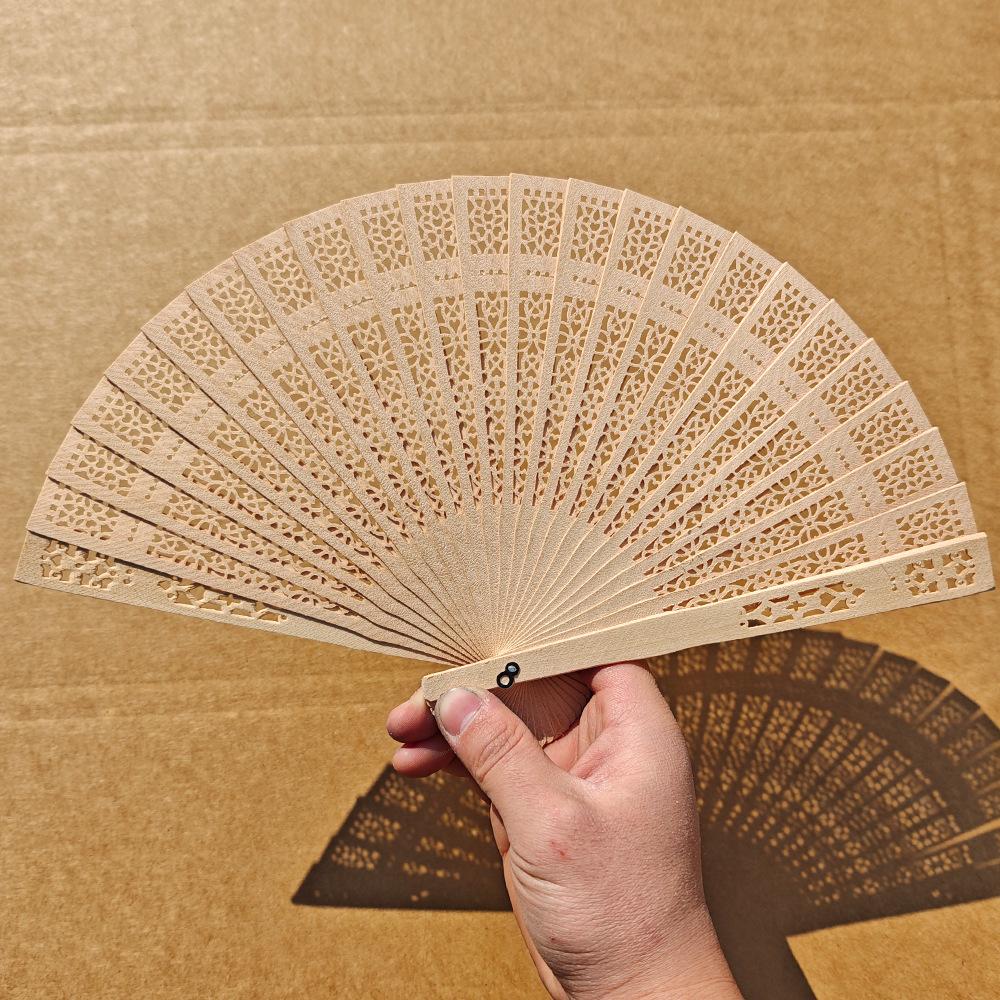 1pcs New Carved Chinese Style Wooden Folding Fan Wedding Decoration Party Sandalwood Home Supplies Hand Fan