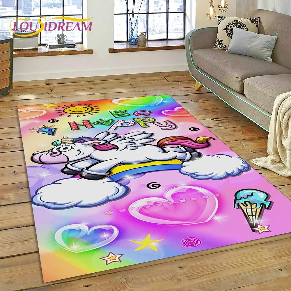 3D Cartoon Cute Unicorn Animal Carpet Rug for Home Living Room Bedroom Sofa Doormat Decor,Child Play Area Rug Non-slip Floor Mat