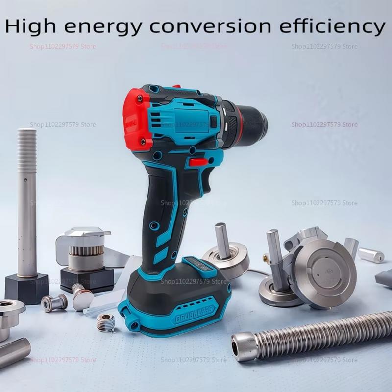 Brushless Electric Drill with 2-Speed Metal Chuck Compact Screwdriver for Projects Compatible with Makita 18V Battery(No Battery