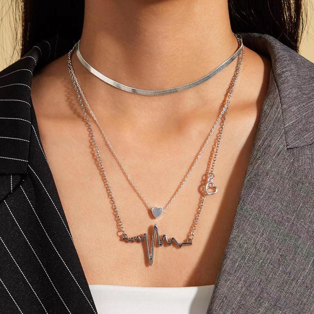 Star & Moon Multi-Layer Alloy Necklace - Hip-Hop Style Portrait Clavicle Chain