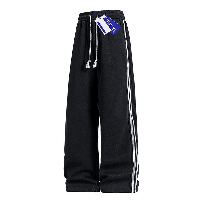 Wassup Trendy Striped Casual Pants for Men, Versatile and Trendy, Youth Vibe, Loose Straight-Leg Sports Sweatpants for Autumn