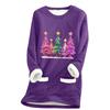 Ladies' Loose And Comfortable Round Neck Christmas Print Thick With Pockets Long Sleeved Top