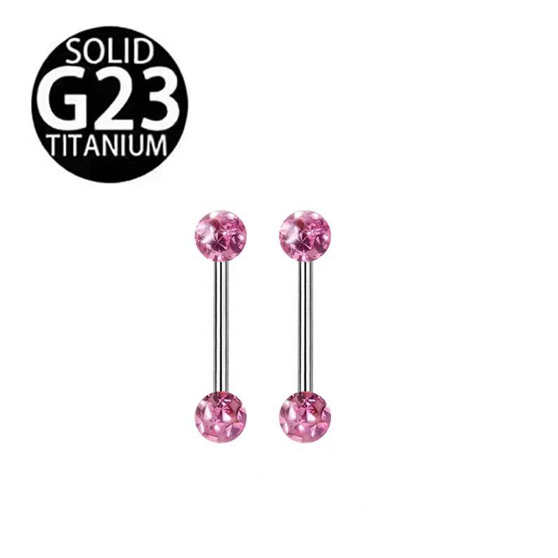 Titanium Shamballa Diamond Ball Tongue Stud with Polymer Clay Diamond Inlay - 14G Body Piercing Jewelry