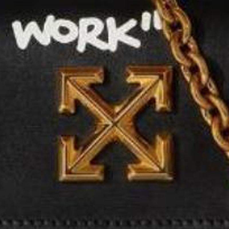 Off-White Graffiti Letter Print Metal Logo Leather Wallet Women wallet Black OWNR020C99LEA0011001