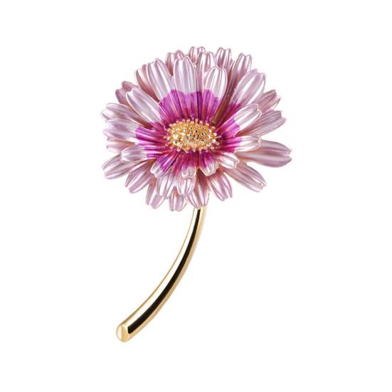 Women Brooch Gradient Enamel Flower Design Brooch Suit Lapel Sweater Dress Coat A