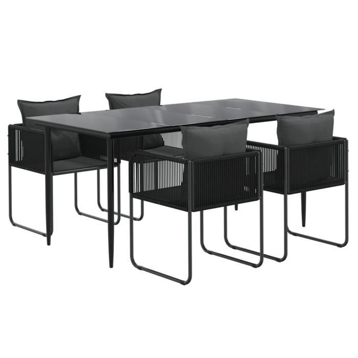 3156500 vidaXL Garden Dining Set 5 Pcs Black