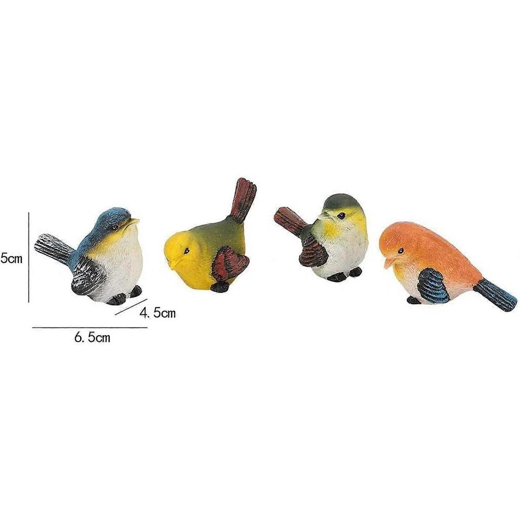 Resin Bird, 4 Pieces Garden Bird Figurines, Resin Birds Animals Figurine, Garden Yard Lawn Decoratio