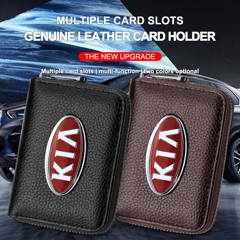 1pcs Fashion Leather Car Driver's License ID Card Bank Card Wallet Car Styling For Kia Rio Ceed Sportage Cerato Soul Sorento K2 K5 Flip Car Accessorie