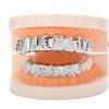 Hip Hop Smooth Textured Teeth Grills Gold Sets Fashion Body Jewelry 8 Teeth Top Bottom and Tooth Body Chain Gold Grillz Set