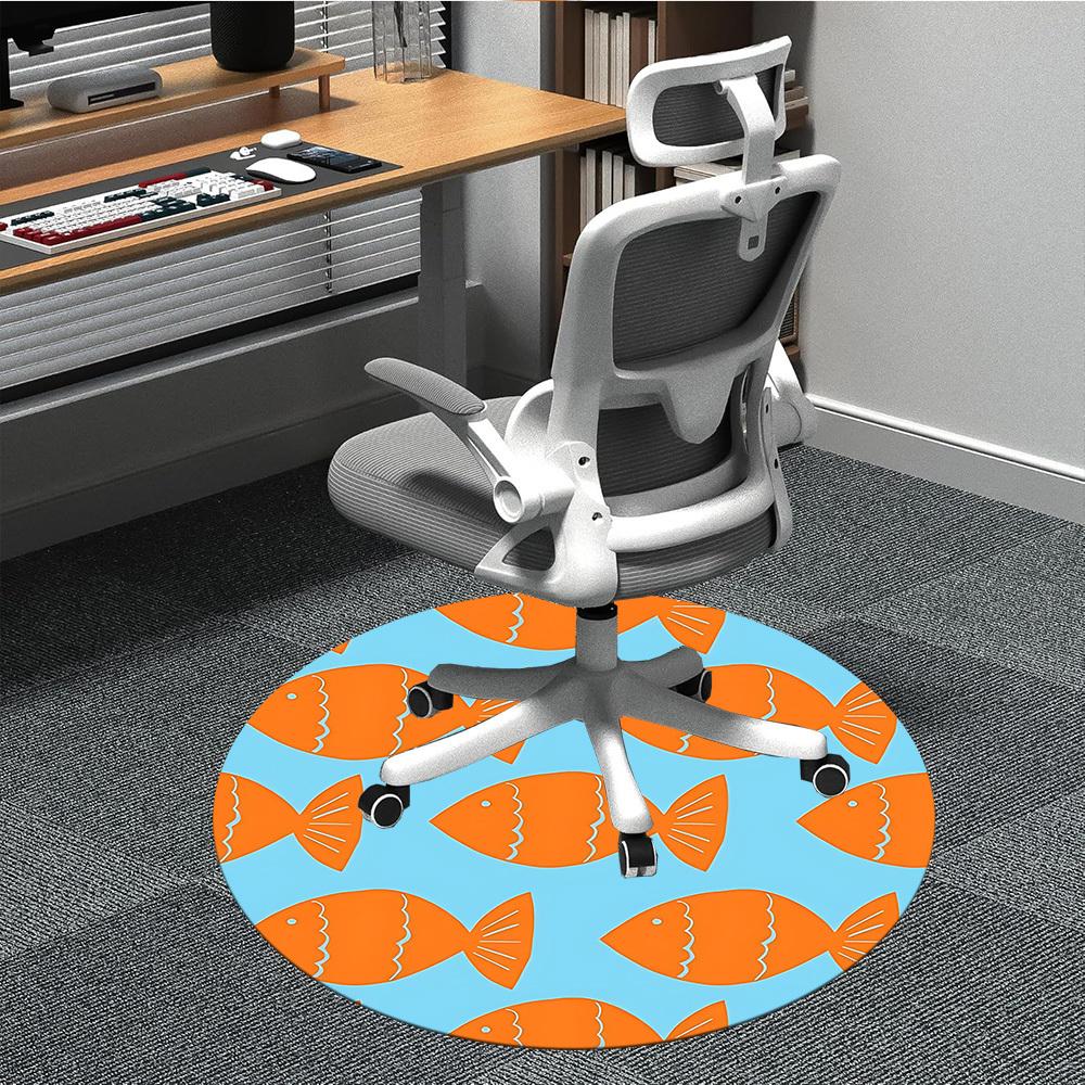 

1pc Fish Pattern Chair Carpet for Office, Non slip, Soft and Durable Office Rug 80cm